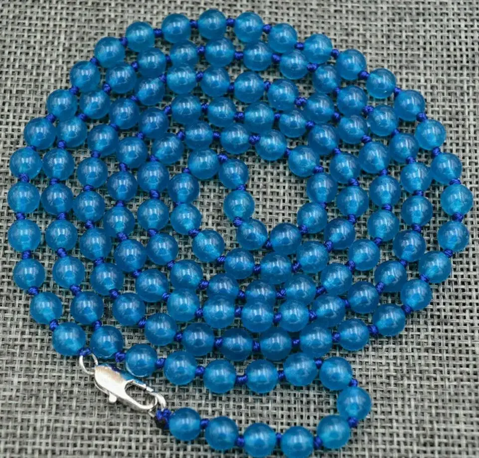Long 32 "natural 8mm blue apatite round gem Beaded Necklace gem
Long 32 "natural 8mm blue apatite round gem Beaded Necklace gem