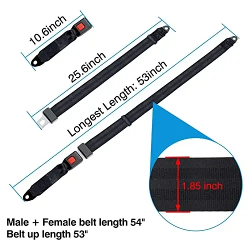 Universal 54-Inch Adjustable Lap Seat Belts For Golf Carts UTVs ATVs Go Karts – Pair, Front And Rear Fit
Universal 54-Inch Adjustable Lap Seat Belts For Golf Carts UTVs ATVs Go Karts – Pair, Front And Rear Fit