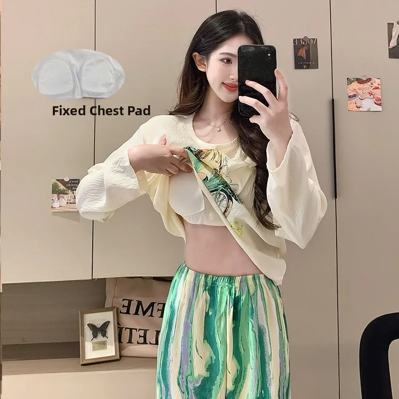 Cloud Cotton Long Sleeve Sleepwear Set with Chest Pad Women's Spring Autumn Home Clothes Two-Piece Set Loose Fit Comfortable
Cloud Cotton Long Sleeve Sleepwear Set with Chest Pad Women's Spring Autumn Home Clothes Two-Piece Set Loose Fit Comfortable