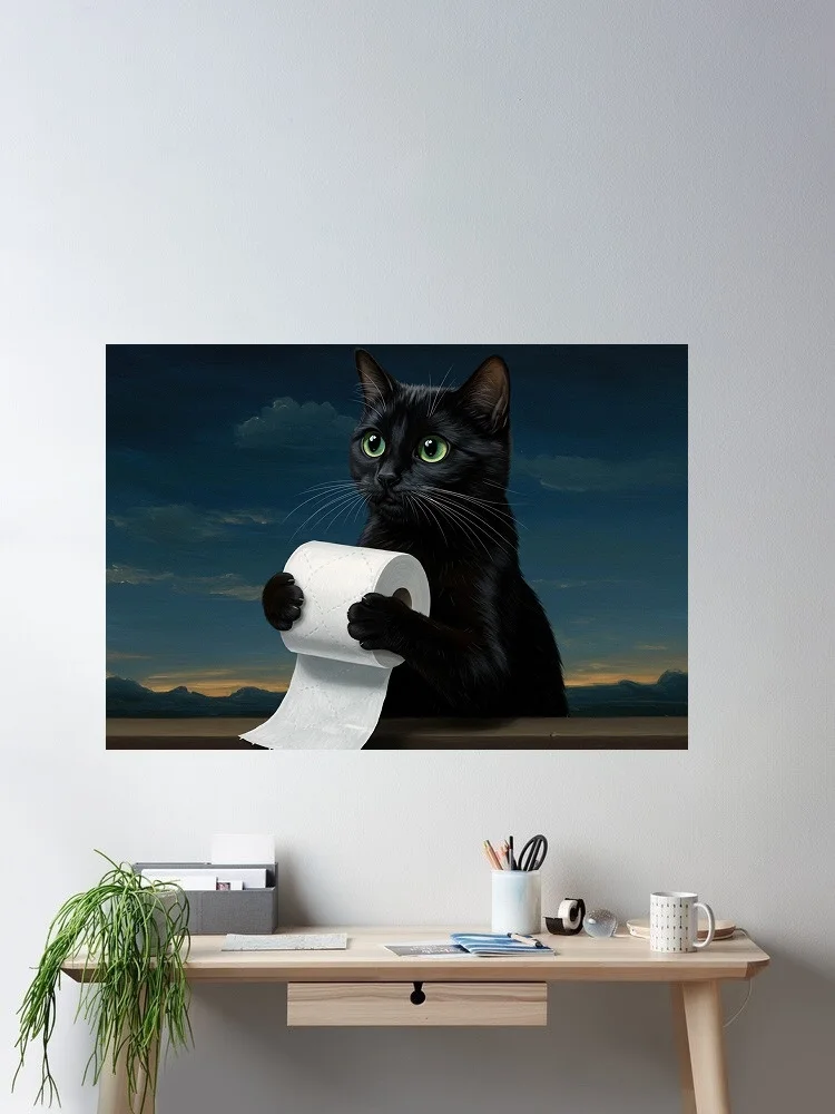 A Cat Holding Toilet Paper Painting, Print Art Canvas Poster, For Living Room Decor Home Wall Picture
A Cat Holding Toilet Paper Painting, Print Art Canvas Poster, For Living Room Decor Home Wall Picture