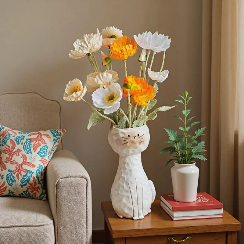 Desktop storage decoration home decor Siamese cat resin vase ornaments,living room bedroom entrance flower arrangement container
Desktop storage decoration home decor Siamese cat resin vase ornaments,living room bedroom entrance flower arrangement container