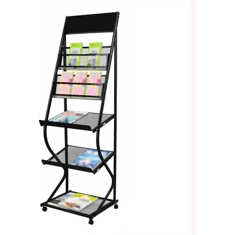 Wheeled Magazine Stand with 5 Tiers, Black Iron Newspaper Holder for Office or Retail, Easy Access Display Rack (48x38x155 cm)
Wheeled Magazine Stand with 5 Tiers, Black Iron Newspaper Holder for Office or Retail, Easy Access Display Rack (48x38x155 cm)