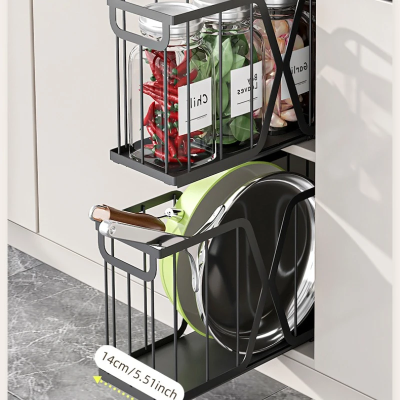 Firm Kitchen pot storage basket pull-out rack narrow slot sundries spice rack storage sink cabinet pull basket
Firm Kitchen pot storage basket pull-out rack narrow slot sundries spice rack storage sink cabinet pull basket