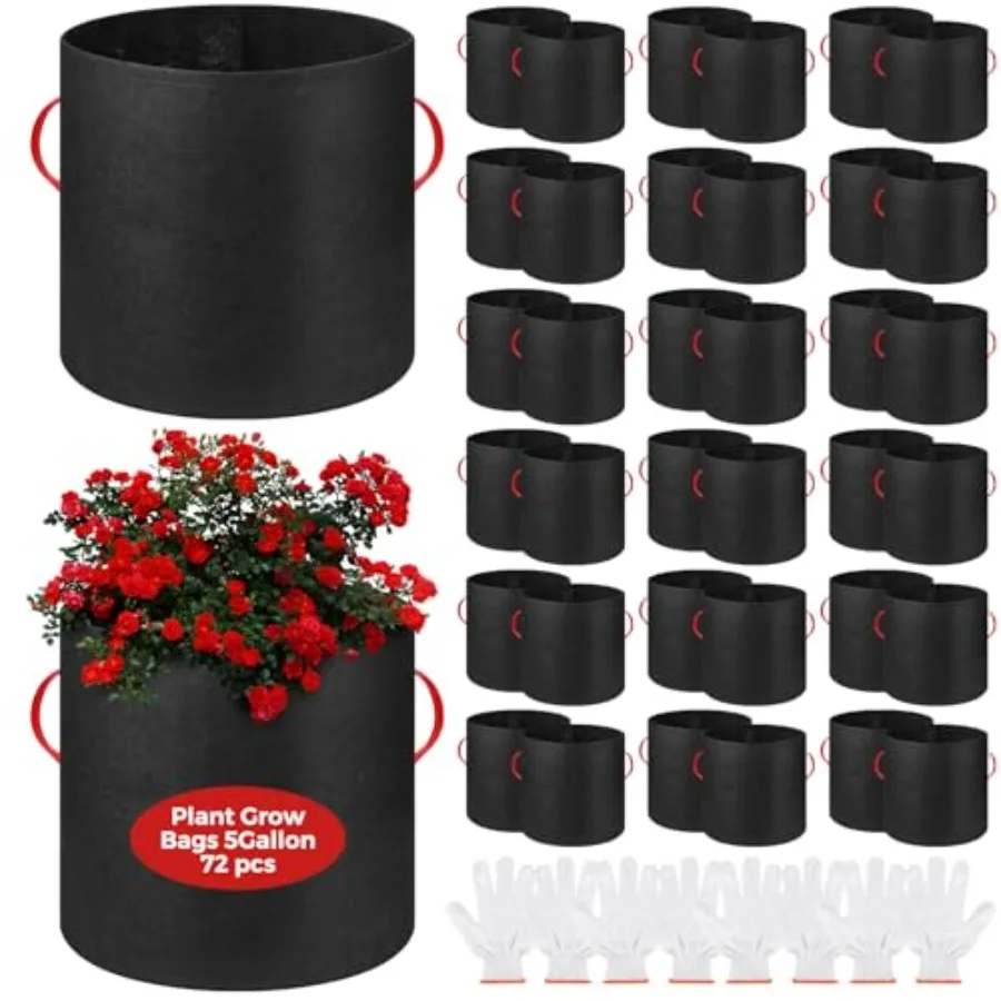 72 Pack 5 Gallon Plant Grow Bags Fabric Pots Bulk Aeration Heavy Duty Nonwoven Fabric Plant Pots with Handles Thick Vegetable G
72 Pack 5 Gallon Plant Grow Bags Fabric Pots Bulk Aeration Heavy Duty Nonwoven Fabric Plant Pots with Handles Thick Vegetable G