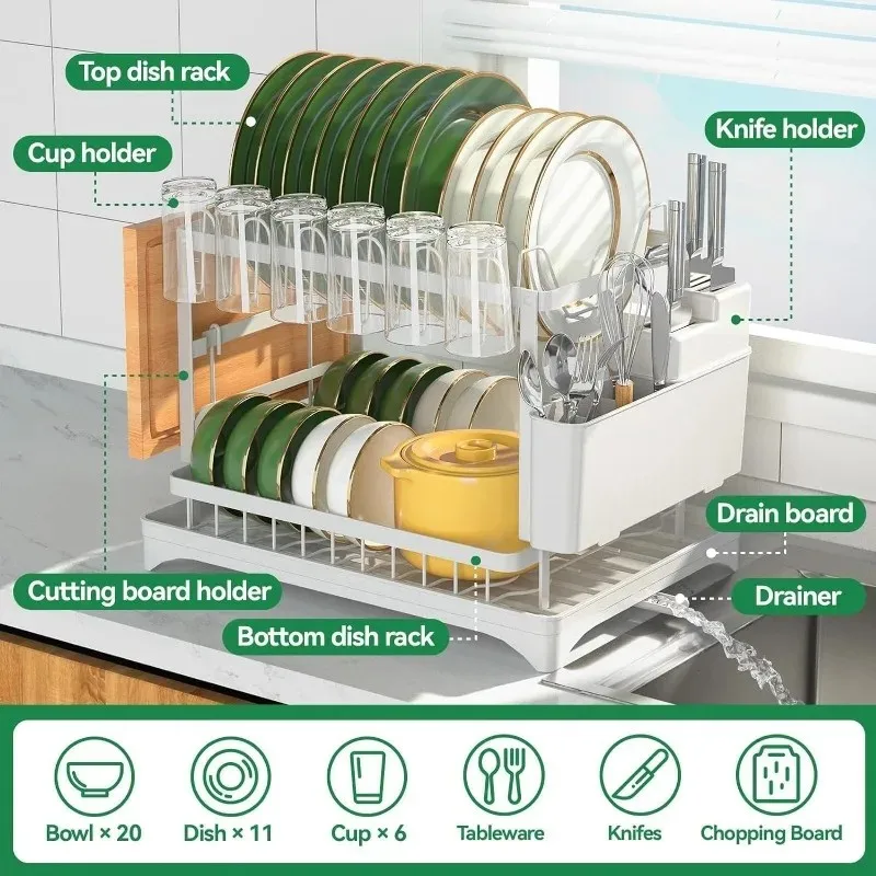 2 Tier Black Dish Drying Rack Large Kitchen Counter Dish Rack with Drainboard Rustproof Dish Drainer Organizer
2 Tier Black Dish Drying Rack Large Kitchen Counter Dish Rack with Drainboard Rustproof Dish Drainer Organizer
