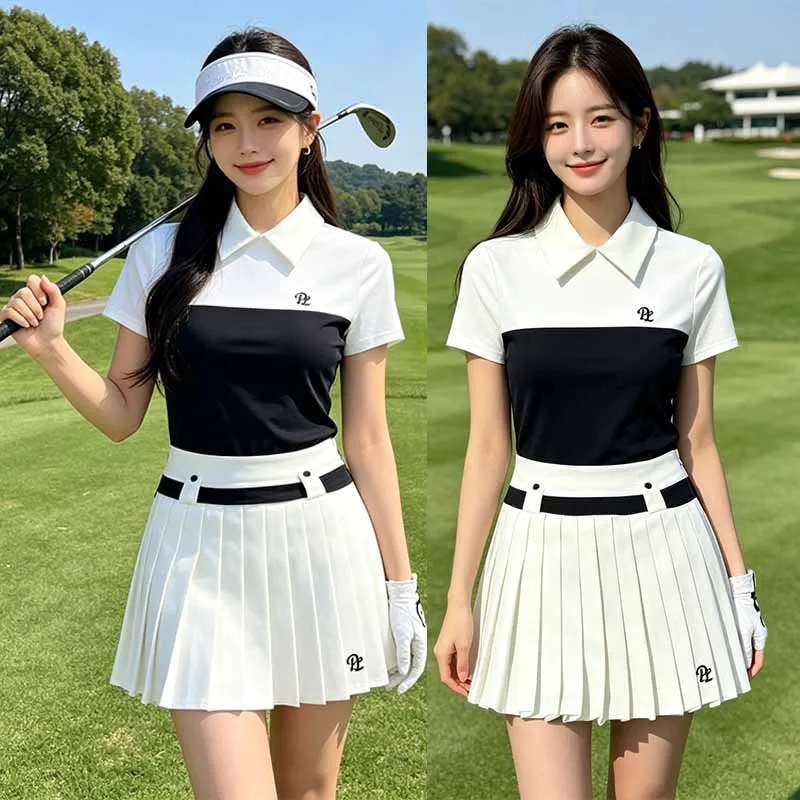 PL Summer Golf Women Polo Shirts Contrast Color Quick-dry Tops Short-sleeved Tennis T-shirt Lady Slim Pleated Skirt with Short
PL Summer Golf Women Polo Shirts Contrast Color Quick-dry Tops Short-sleeved Tennis T-shirt Lady Slim Pleated Skirt with Short
