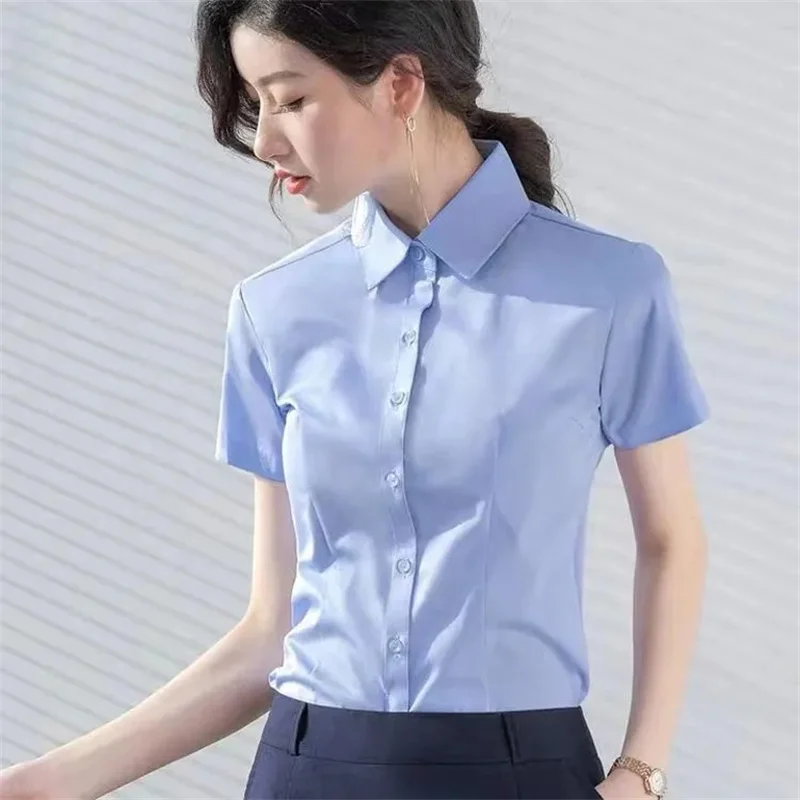 Korean Fashion White Shirt Women Short Sleeve Blouse Business Shirts Ladies Tops Youth Blouses Woman Summer Cheap Women Clothing
Korean Fashion White Shirt Women Short Sleeve Blouse Business Shirts Ladies Tops Youth Blouses Woman Summer Cheap Women Clothing