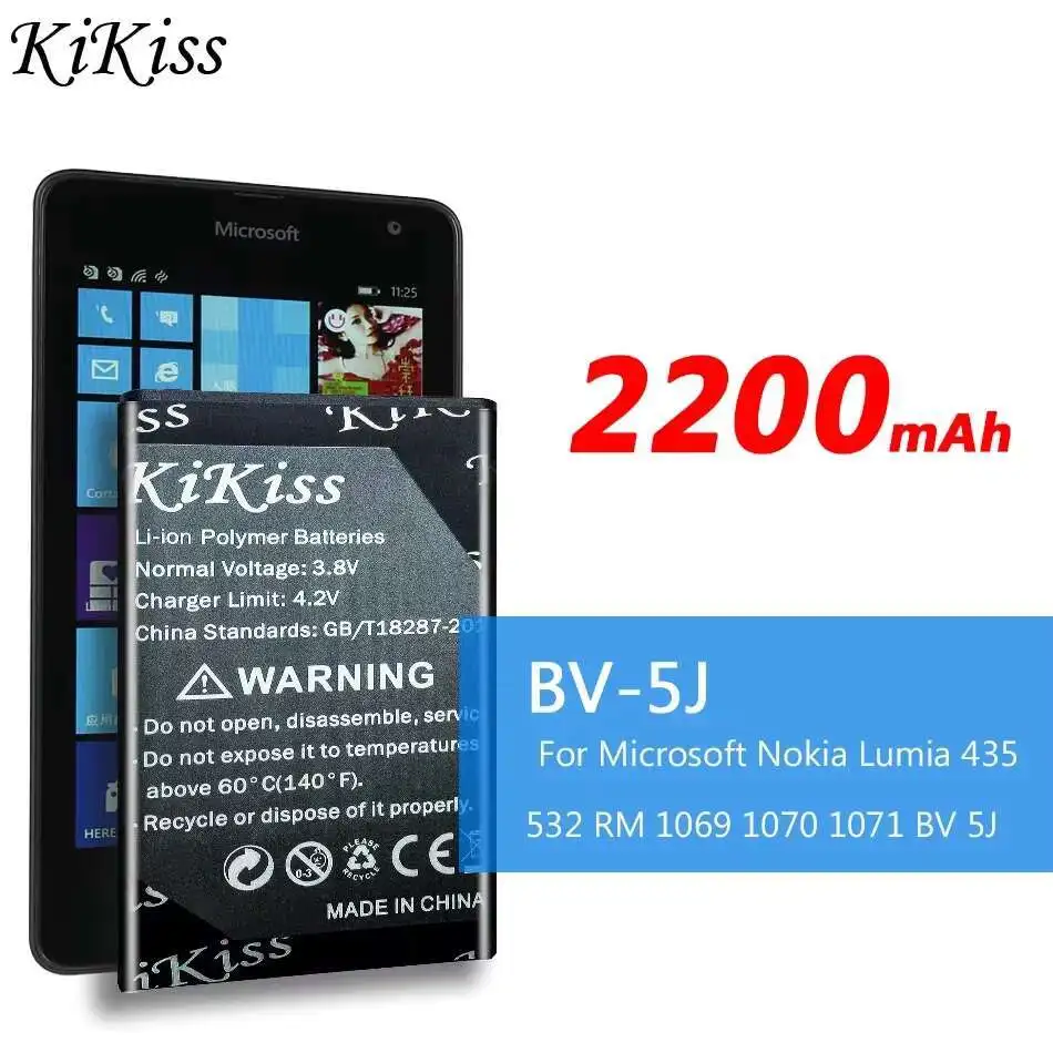 Аккумулятор для мобильного телефона большой емкости для Microsoft Nokia Lumia 435 532 RM 1069 1070 1071 BV 5J 2200 мАч Высокая совместимость BV-5J
Аккумулятор для мобильного телефона большой емкости для Microsoft Nokia Lumia 435 532 RM 1069 1070 1071 BV 5J 2200 мАч Высокая совместимость BV-5J