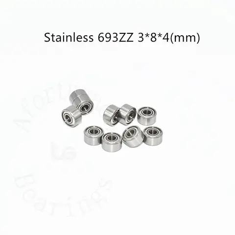 S693ZZ Stainless steel bearing 10 Pieces 3*8*4(mm) antirust metal sealed High speed Mechanical equipment parts