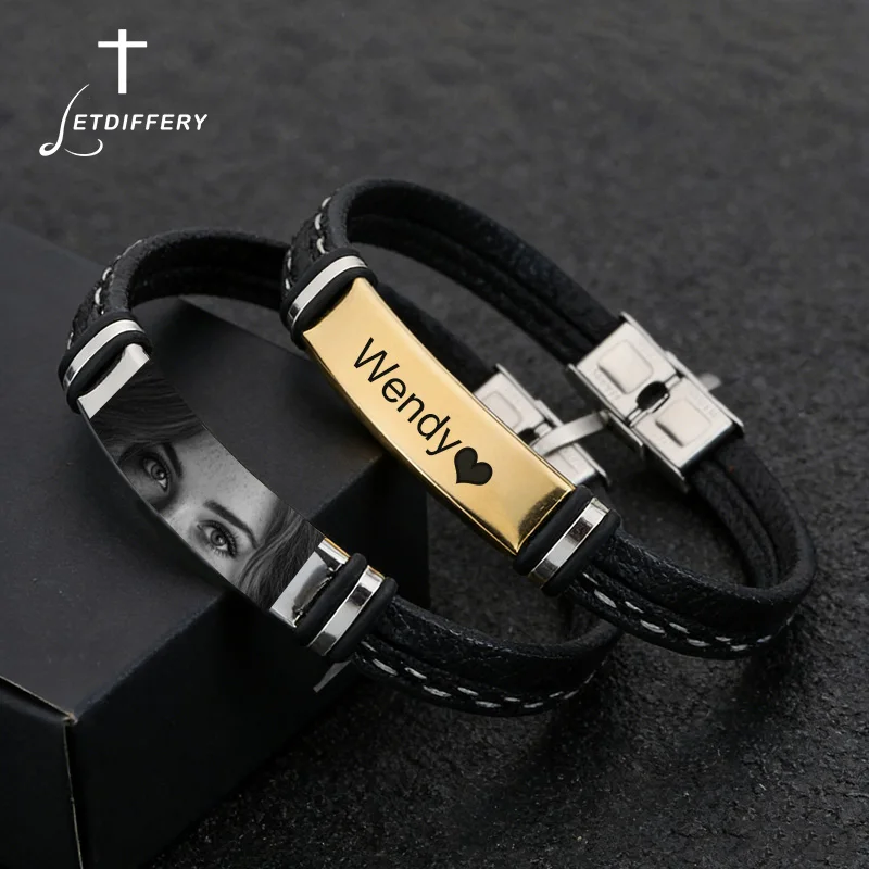 Letdiffery Custom Eyes Photo Leather Bracelets Stainless Steel Personalized Picture Name Date Bar Tag Women Men Bracelet Jewelry
Letdiffery Custom Eyes Photo Leather Bracelets Stainless Steel Personalized Picture Name Date Bar Tag Women Men Bracelet Jewelry