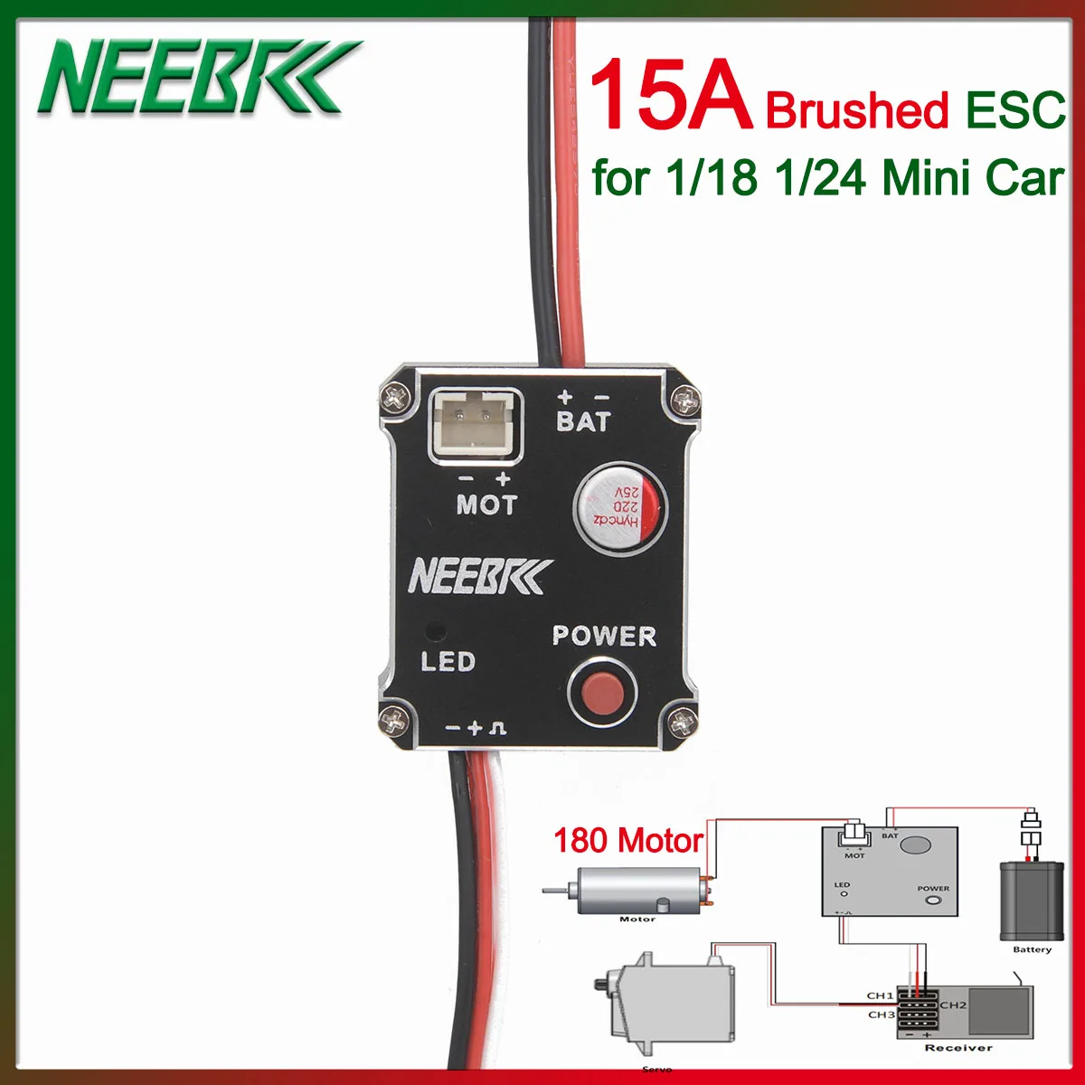 NEEBRC 15A 2S Матовый ESC 5V/1A BEC для 1/24 1/18 Climbing Drift Off-road Mini Car Crawler SCX24 Trx4m 180 Матовый двигатель
NEEBRC 15A 2S Матовый ESC 5V/1A BEC для 1/24 1/18 Climbing Drift Off-road Mini Car Crawler SCX24 Trx4m 180 Матовый двигатель