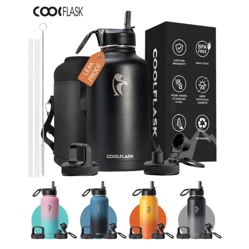 Fathersdaygifts Coolflask 32/40/64/87/128 унций Портативная изолированная бутылка для воды с соломинкой и 3 крышками, колба из нержавеющей стали
Fathersdaygifts Coolflask 32/40/64/87/128 унций Портативная изолированная бутылка для воды с соломинкой и 3 крышками, колба из нержавеющей стали