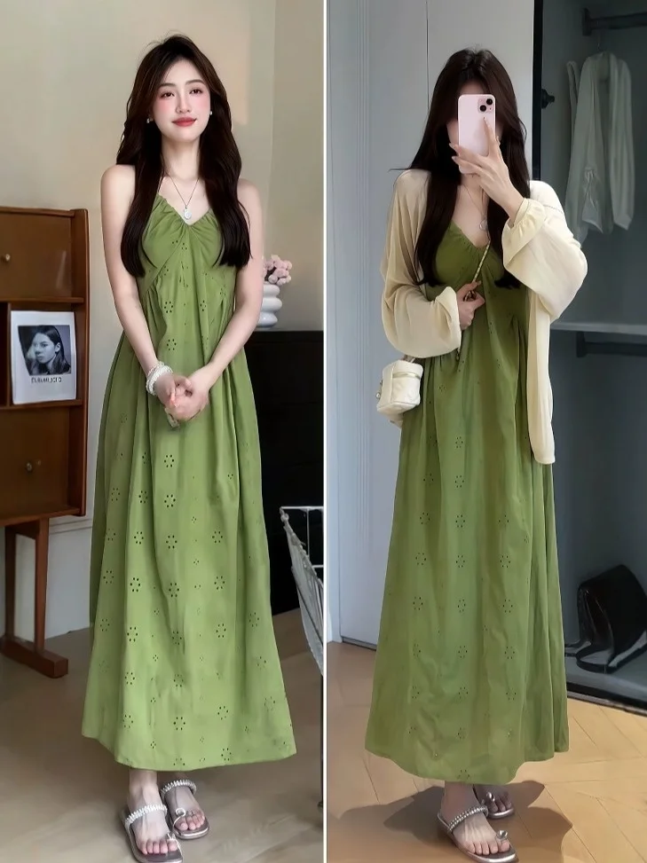 Spring Summer Women's Sun Protection Open Cardigan Hollow out Strap Dress Set plus Size Casual Fashion Unique Design
Spring Summer Women's Sun Protection Open Cardigan Hollow out Strap Dress Set plus Size Casual Fashion Unique Design