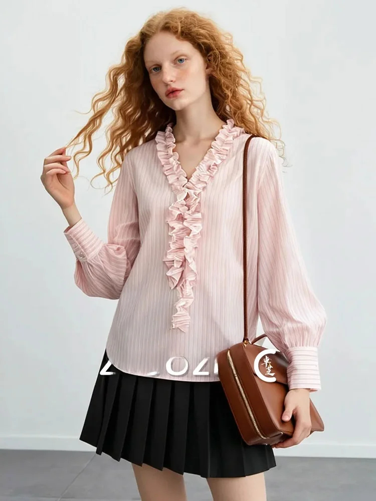 Женская мягкая модная длинная рубашка свободного кроя в полоску с V-образным вырезом, новая весенняя коллекция, французский стиль, от ZhuoZhi
Женская мягкая модная длинная рубашка свободного кроя в полоску с V-образным вырезом, новая весенняя коллекция, французский стиль, от ZhuoZhi