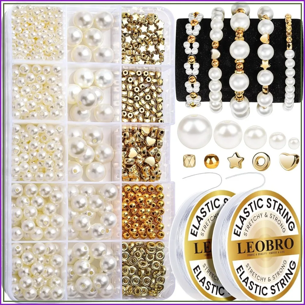 720PCS Pearl Beads for Bracelets, Bracelet Making Kit with Gold Beads, Jewelry Making Supplies
720PCS Pearl Beads for Bracelets, Bracelet Making Kit with Gold Beads, Jewelry Making Supplies