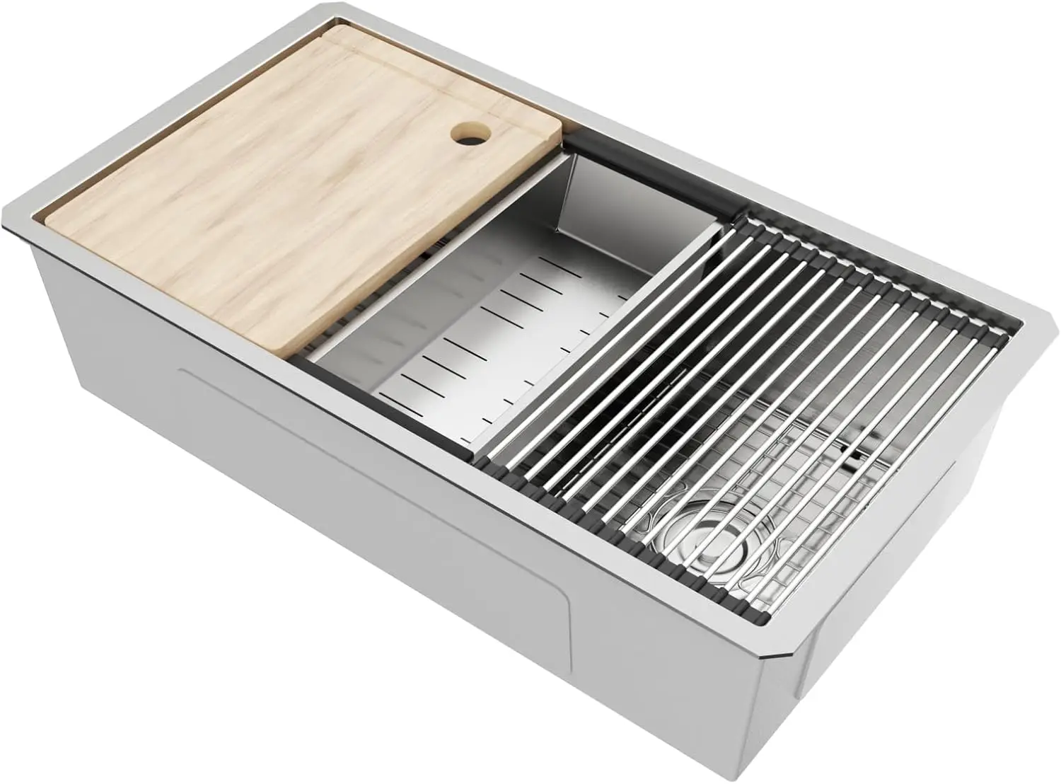 30' Undermount Stainless Steel Kitchen Sink, 16-Gauge Single Bowl, Brushed Finish, Round Corner, 30x19x10'
30' Undermount Stainless Steel Kitchen Sink, 16-Gauge Single Bowl, Brushed Finish, Round Corner, 30x19x10'