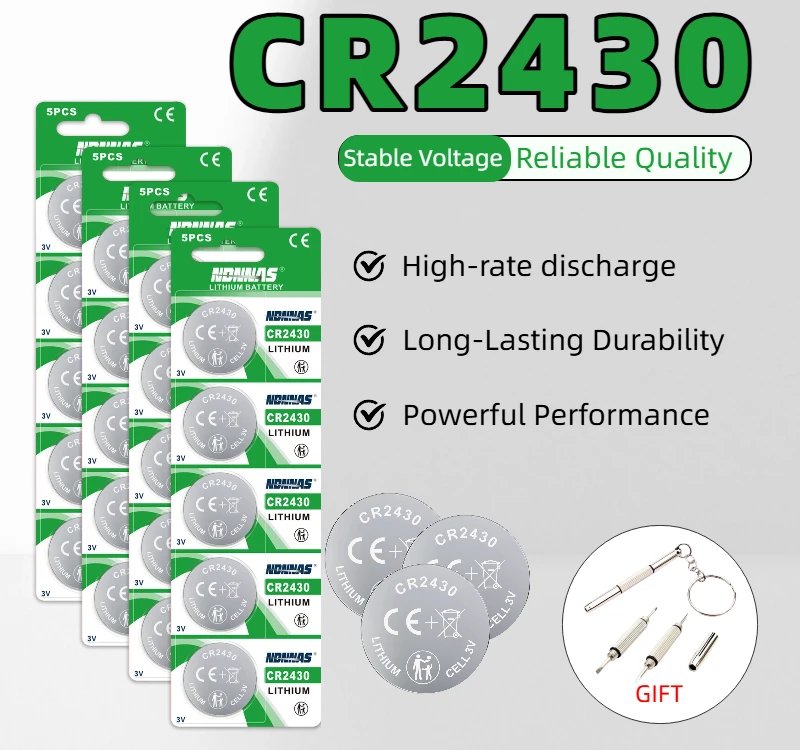 NEW CR2430 3V Lithium Coin Button Cell Battery, High Quality Long Lasting Replacement for Car Key Fob, Watch, Remote Control
NEW CR2430 3V Lithium Coin Button Cell Battery, High Quality Long Lasting Replacement for Car Key Fob, Watch, Remote Control