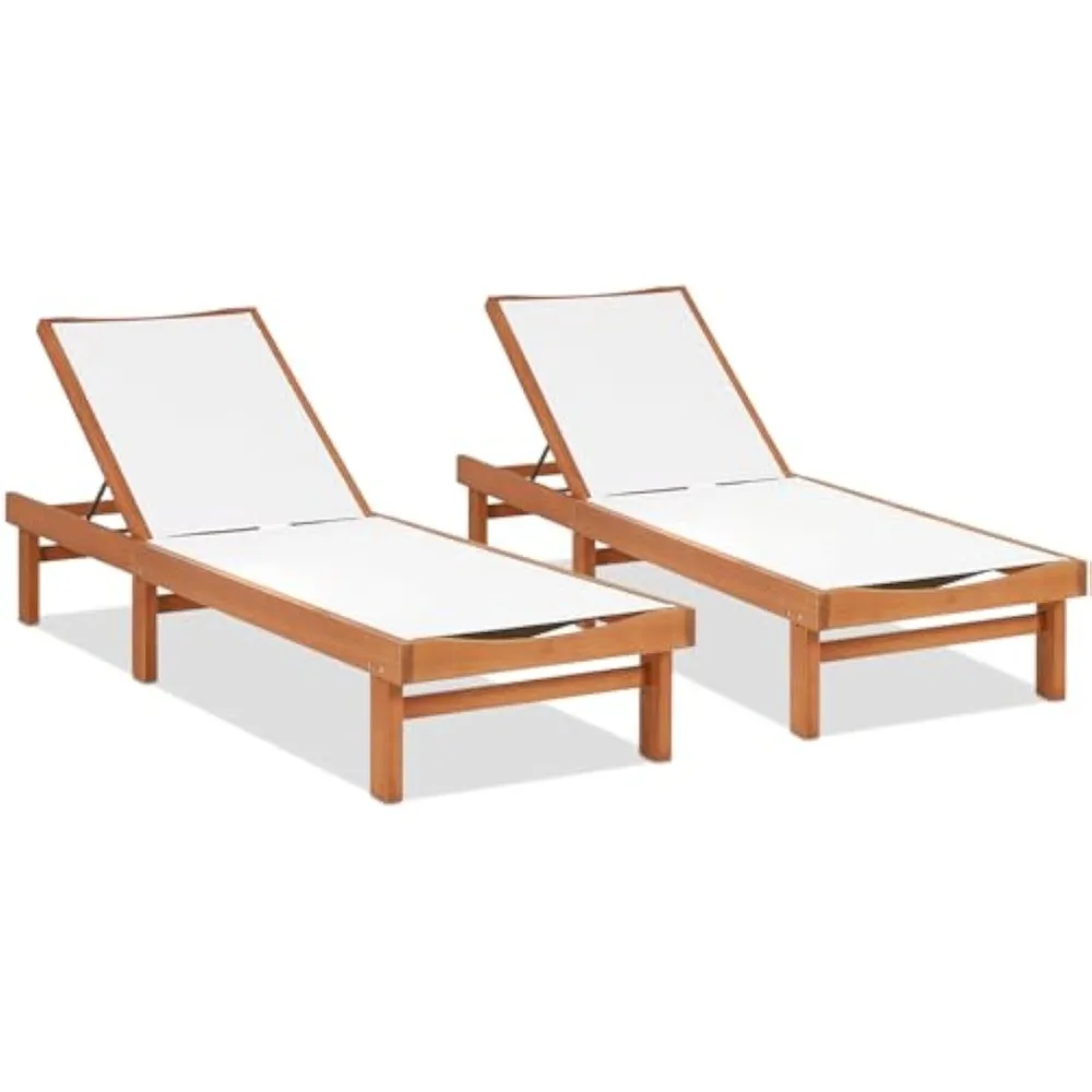 Patio Wood Chaise Lounge Chair, Strong Eucalyptus Wood Frame, 5-Position Adjustable Outdoor Recliner with White Mesh (2)
Patio Wood Chaise Lounge Chair, Strong Eucalyptus Wood Frame, 5-Position Adjustable Outdoor Recliner with White Mesh (2)