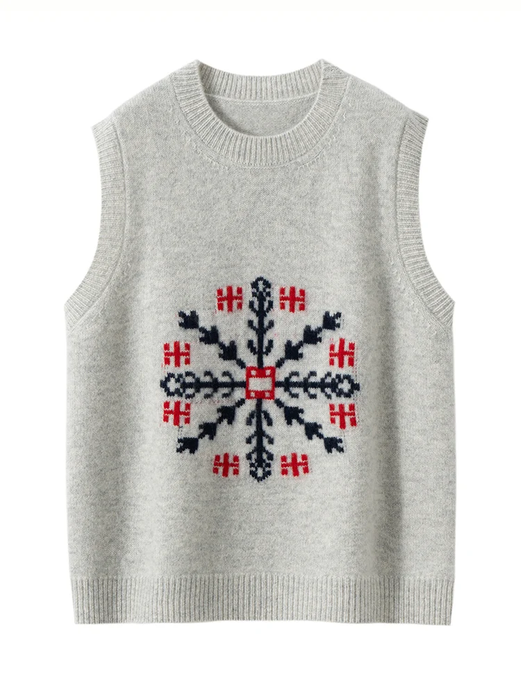 MEETCC Women 100% Cashmere Sleeveless Pullover O Neck Snow Flake Vest Autumn Winter New Cashmere Sweater Soft Warm Daily Tops
MEETCC Women 100% Cashmere Sleeveless Pullover O Neck Snow Flake Vest Autumn Winter New Cashmere Sweater Soft Warm Daily Tops