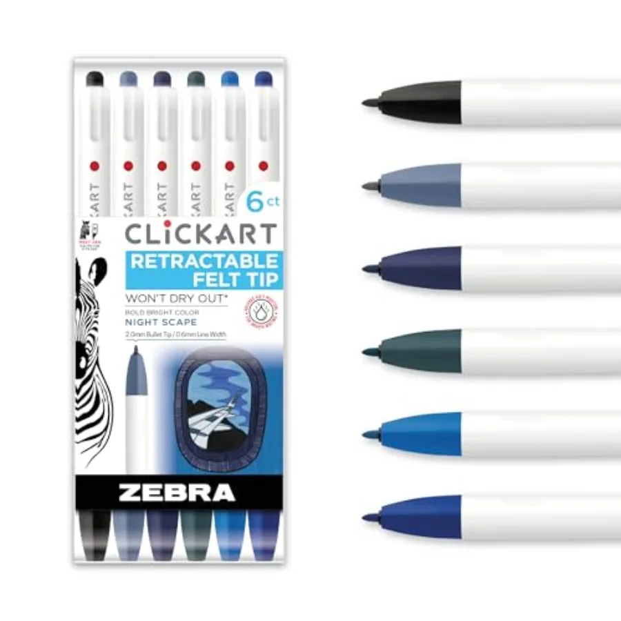 CLiCKART Retractable Felt Tip Pen, Ink olors, 0.6mm Fine Point, Moisture Absorbing to Prevent Drying Out, No Bleed, Ideal for J
CLiCKART Retractable Felt Tip Pen, Ink olors, 0.6mm Fine Point, Moisture Absorbing to Prevent Drying Out, No Bleed, Ideal for J