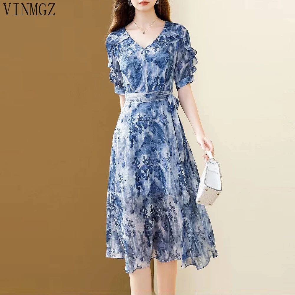 French elegant floral dress women's summer 2025 new short-sleeved chiffon waist medium and long dress
French elegant floral dress women's summer 2025 new short-sleeved chiffon waist medium and long dress