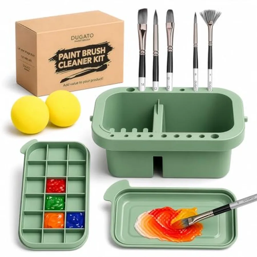 3-in-1 Paint Brush Cleaner, Washer, Holder and Palette - Artist Basin with Lid and Sponges for Acrylic, Watercolor, Oil Paintin
3-in-1 Paint Brush Cleaner, Washer, Holder and Palette - Artist Basin with Lid and Sponges for Acrylic, Watercolor, Oil Paintin