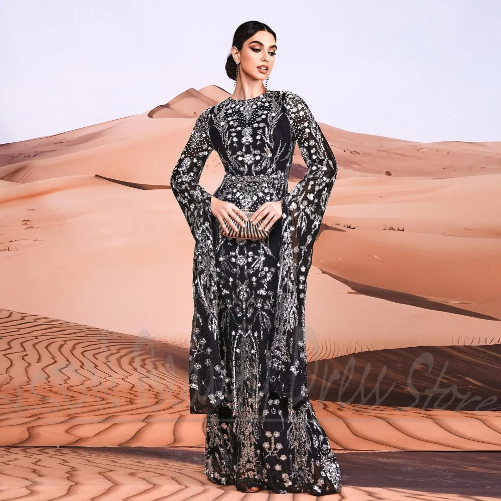 Luxury Sequined Women Dresses O-Neck Flare Sleeves Mermaid Gowns Slim Fit Fashion Floor Length Formal Evening Party Dresses
Luxury Sequined Women Dresses O-Neck Flare Sleeves Mermaid Gowns Slim Fit Fashion Floor Length Formal Evening Party Dresses