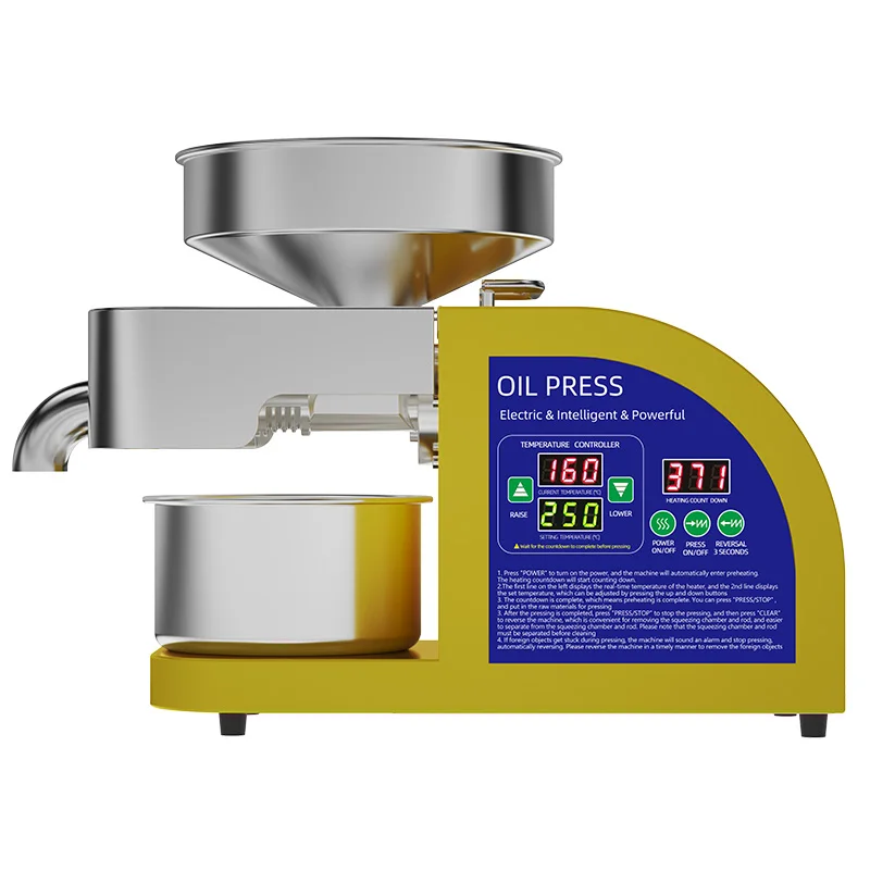750W Oil Press 304 Stainless Steel Cold And Hot Double Press Digital Temperature Control Screen For Peanut/Sesame/Olive
750W Oil Press 304 Stainless Steel Cold And Hot Double Press Digital Temperature Control Screen For Peanut/Sesame/Olive