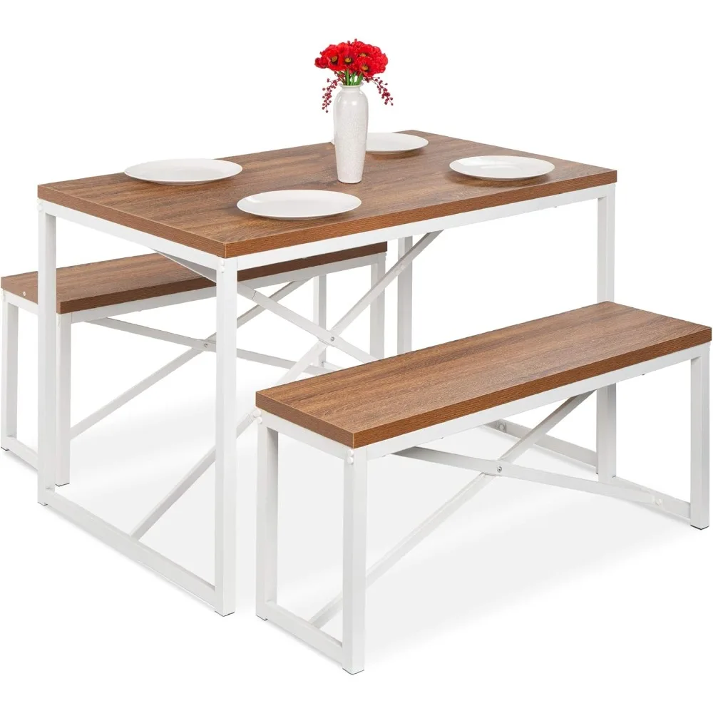 45.5in 3-Piece Bench Style Dining Furniture Set, 4-Person Space-Saving Dinette for Kitchen, Dining Room w/ 2 Benches, Table
45.5in 3-Piece Bench Style Dining Furniture Set, 4-Person Space-Saving Dinette for Kitchen, Dining Room w/ 2 Benches, Table
