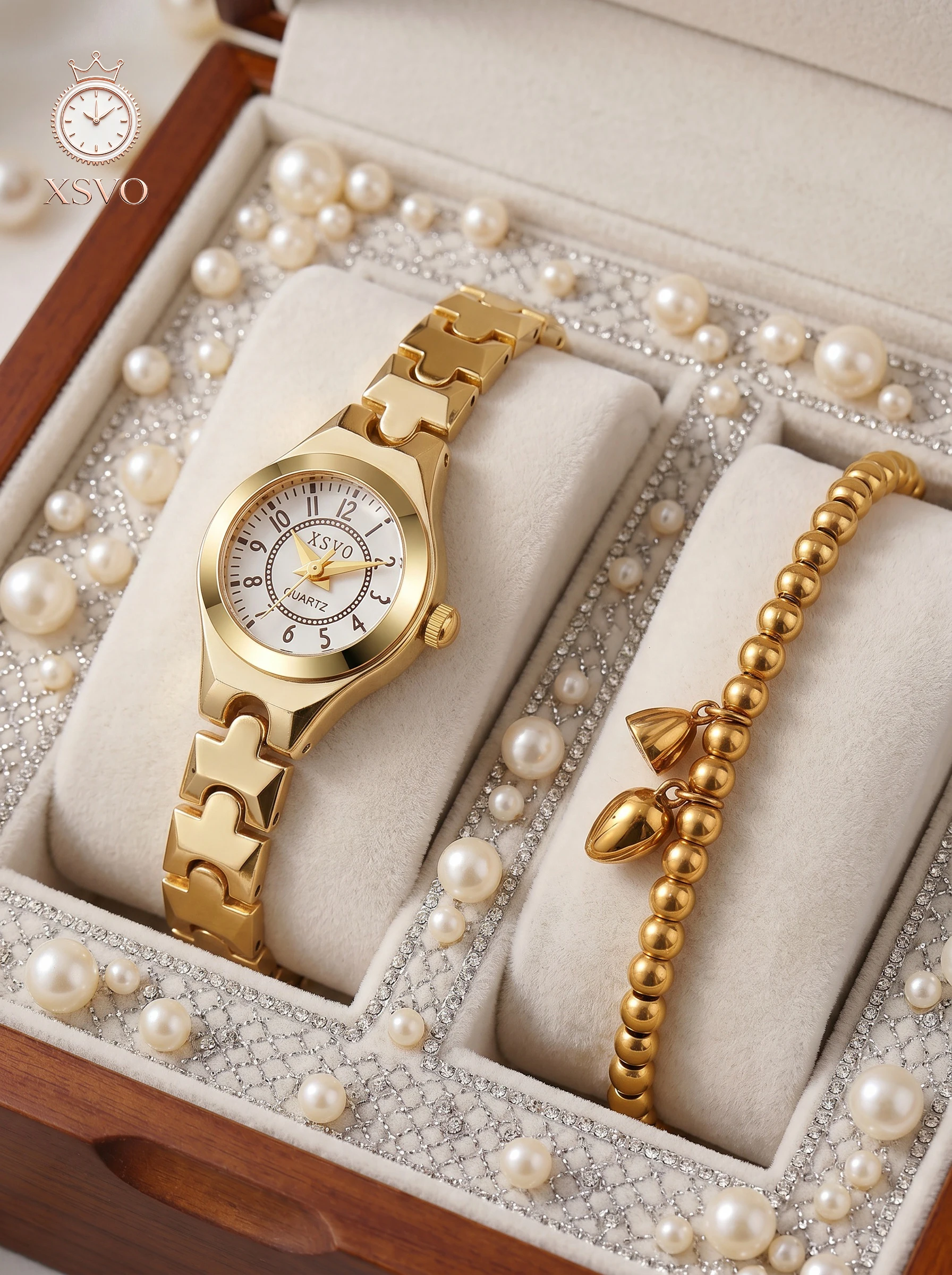 XSVO 2pcs/set Teen 2Pcs XSVO Gold Watch & Beaded Bracelet Set, No Box for Back To School, Vacation & Holiday Teen Daily Wear
XSVO 2pcs/set Teen 2Pcs XSVO Gold Watch & Beaded Bracelet Set, No Box for Back To School, Vacation & Holiday Teen Daily Wear