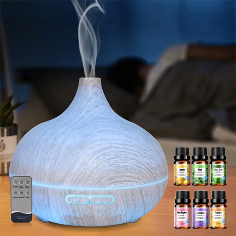 550ml Wood Grain Aromatherapy Diffuser & Humidifier with Remote Control, 6 Essential Oils Included, Ultrasonic Silent Operation
550ml Wood Grain Aromatherapy Diffuser & Humidifier with Remote Control, 6 Essential Oils Included, Ultrasonic Silent Operation