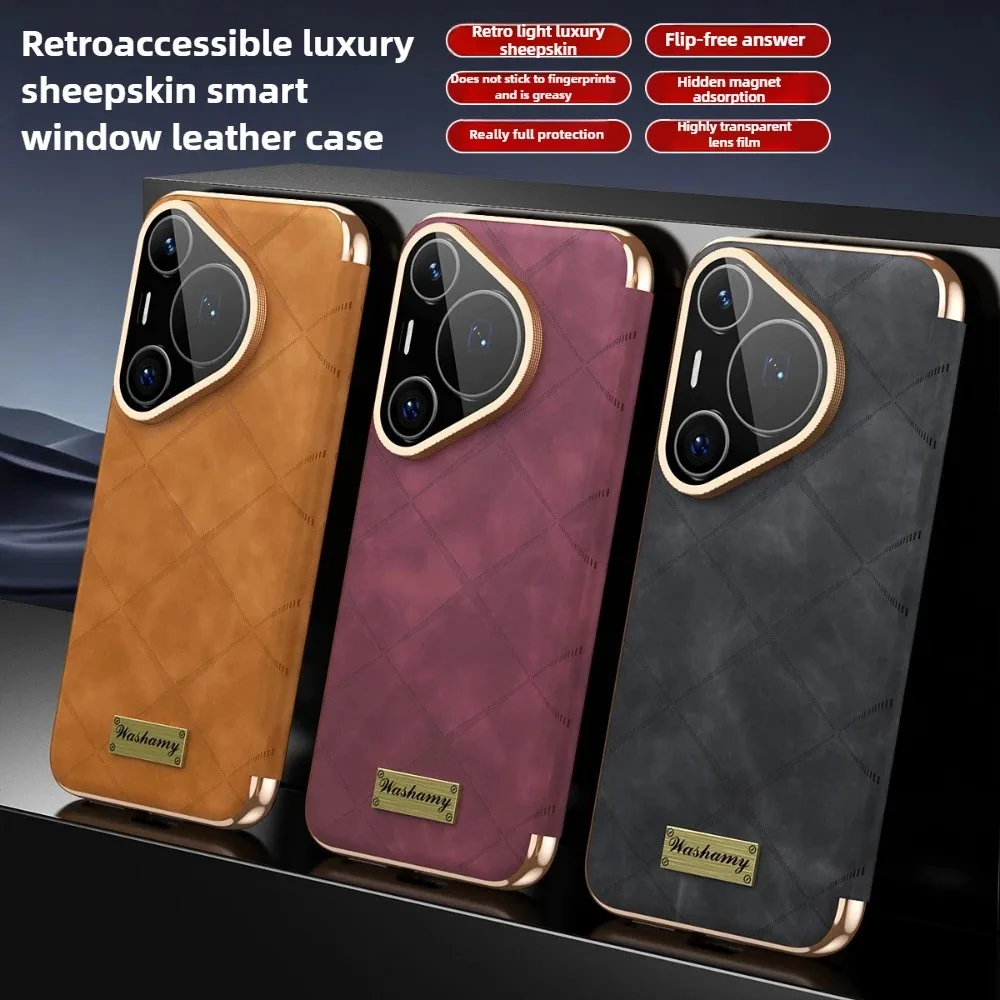 Smart Window No Flip Cover Leather Phone Case Suitable for Huawei Pura 70 Pro Plus Pura80 Ultra Mate 70 Pro Magnetic Shell
Smart Window No Flip Cover Leather Phone Case Suitable for Huawei Pura 70 Pro Plus Pura80 Ultra Mate 70 Pro Magnetic Shell