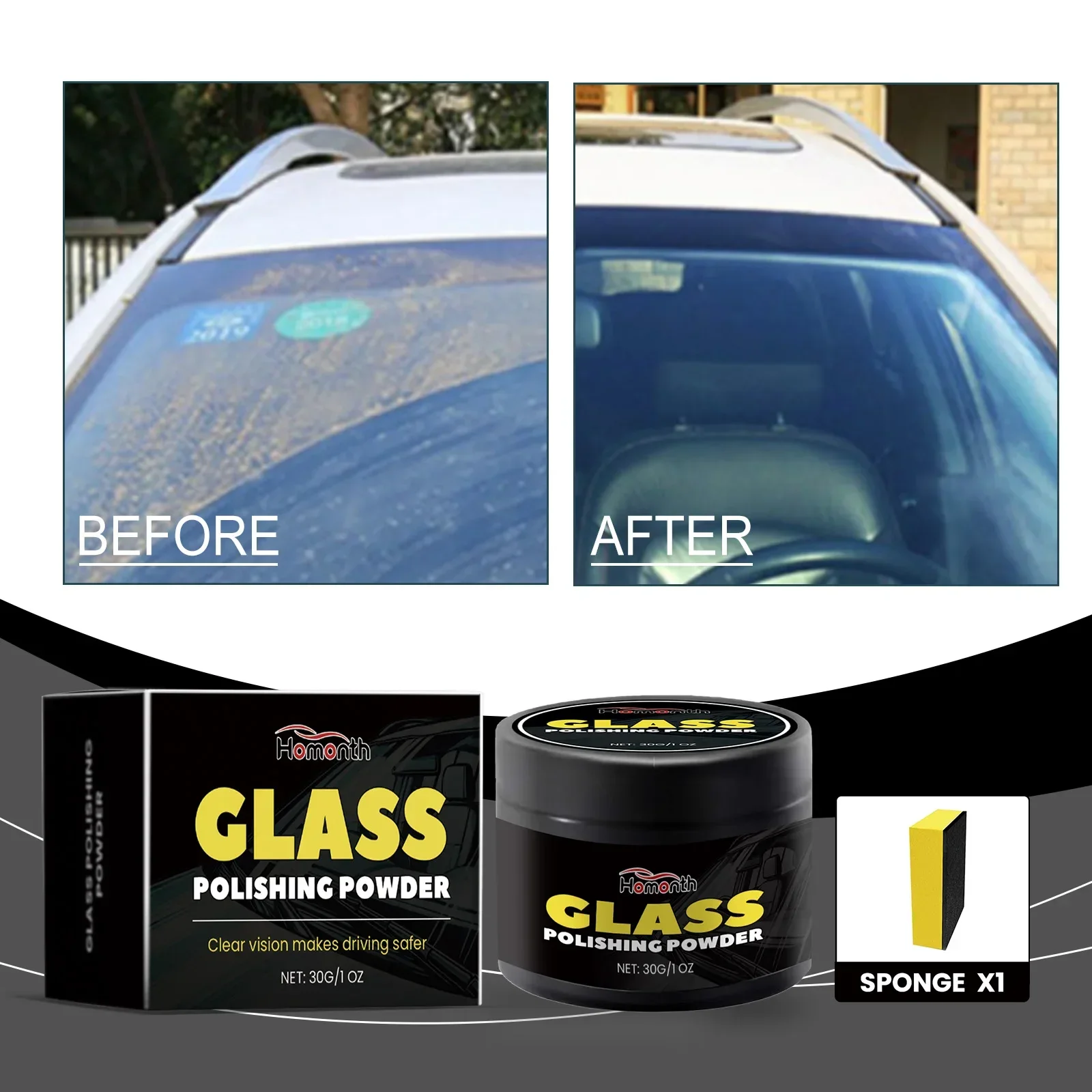 Glass Polishing Powder Car Glass Cleaner Car Windshield Water Repellent
Glass Polishing Powder Car Glass Cleaner Car Windshield Water Repellent