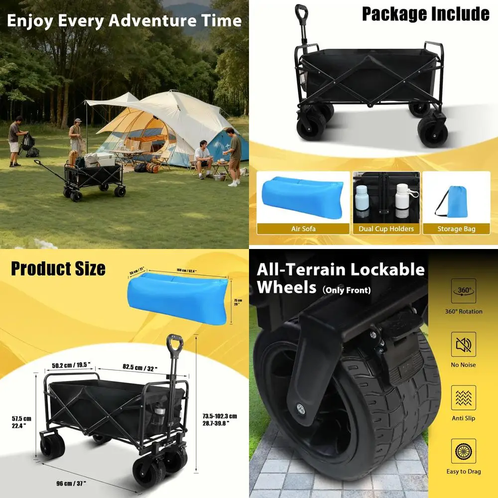 All-Terrain Folding Wagon with Air Sofa, 440LB Capacity, for Beach, Camping, Garden, and Shopping
All-Terrain Folding Wagon with Air Sofa, 440LB Capacity, for Beach, Camping, Garden, and Shopping