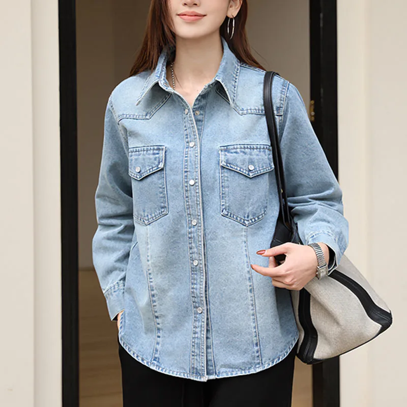 Модная элегантная женская куртка с длинным рукавом и отложным воротником, джинсовая синяя джинсовая куртка, женские пальто Chaquetas De Mujer JJ526
Модная элегантная женская куртка с длинным рукавом и отложным воротником, джинсовая синяя джинсовая куртка, женские пальто Chaquetas De Mujer JJ526