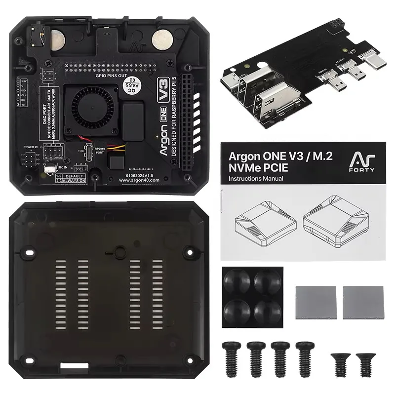 Argon ONE V3 Metal Case Raspberry Pi 5 Aluminum Alloy Active and Passive Cooling with Built-in 30MM Adjustable Speed Fan
Argon ONE V3 Metal Case Raspberry Pi 5 Aluminum Alloy Active and Passive Cooling with Built-in 30MM Adjustable Speed Fan