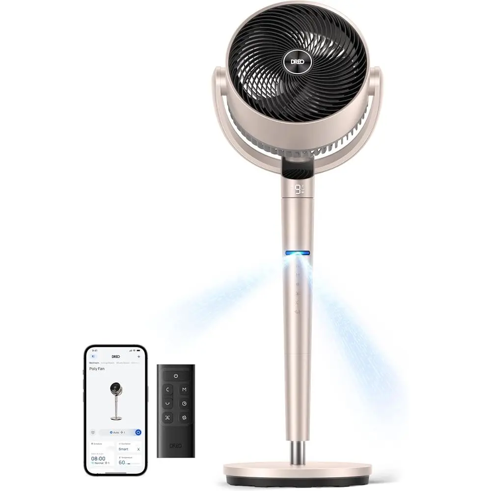 Smart an or Bedroom, Position-based Oscillation, 150°+120° 3D Oscillating an, 110t Pedestal ans with Wi-i/Voice/Remote, Standing
Smart an or Bedroom, Position-based Oscillation, 150°+120° 3D Oscillating an, 110t Pedestal ans with Wi-i/Voice/Remote, Standing