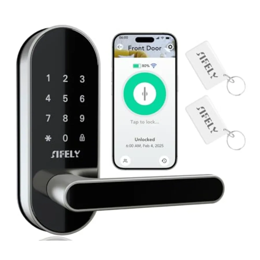 Built-in WiFi Smart Door Lock with Handle Keyless Entry via App Codes Cards Key Voice and Remote Unlock Auto-Lock Access Logs F
Built-in WiFi Smart Door Lock with Handle Keyless Entry via App Codes Cards Key Voice and Remote Unlock Auto-Lock Access Logs F