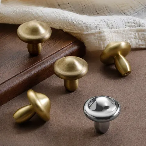 French Mushroom-Shaped Knobs for Furniture Gold/Bronze/Bright Silver Knobs and Handles for Drawers Children's Room Decoration