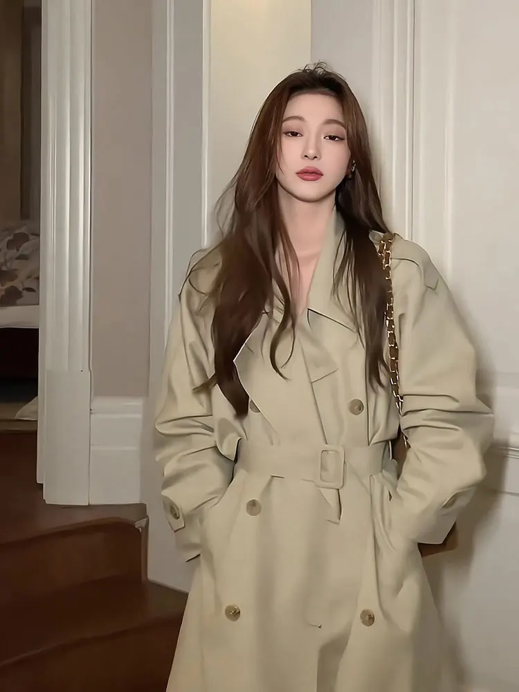 Korean Style Long Coat Jacket Women's Spring Autumn New Small Design Sense Notch Collar Windbreaker Outerwear
Korean Style Long Coat Jacket Women's Spring Autumn New Small Design Sense Notch Collar Windbreaker Outerwear