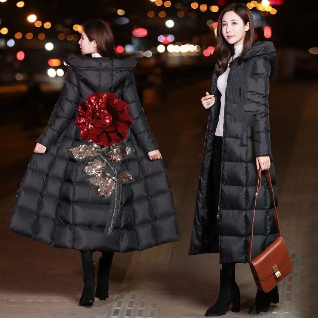 Bla Rose down Cotton Jaet Korean Sle Long Bright Surface Women's Thiened Slim Fit Cotton Coat Warm Zipper Closure
Bla Rose down Cotton Jaet Korean Sle Long Bright Surface Women's Thiened Slim Fit Cotton Coat Warm Zipper Closure