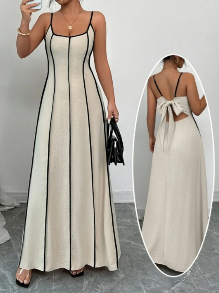 New Summer Women's Slim Shoulder Strap Backless Color Blocked Suspender Dress Sexy Dress Streetwear Birthday Dress for Women
New Summer Women's Slim Shoulder Strap Backless Color Blocked Suspender Dress Sexy Dress Streetwear Birthday Dress for Women
