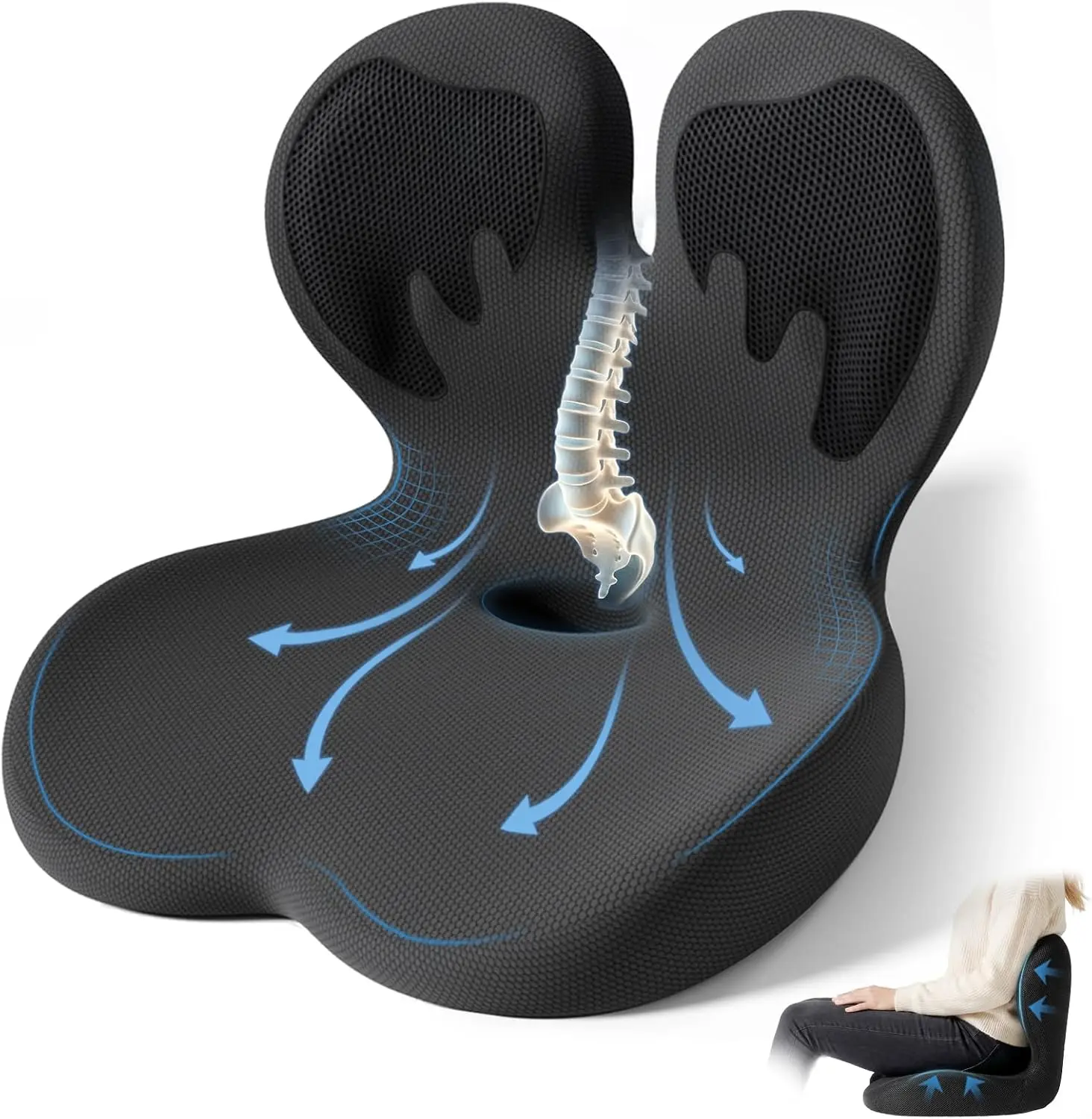 Office Chair Memory Foam Cushion with Lumbar Support for Tailbone and Back Pain Relief During Long Sitting
Office Chair Memory Foam Cushion with Lumbar Support for Tailbone and Back Pain Relief During Long Sitting