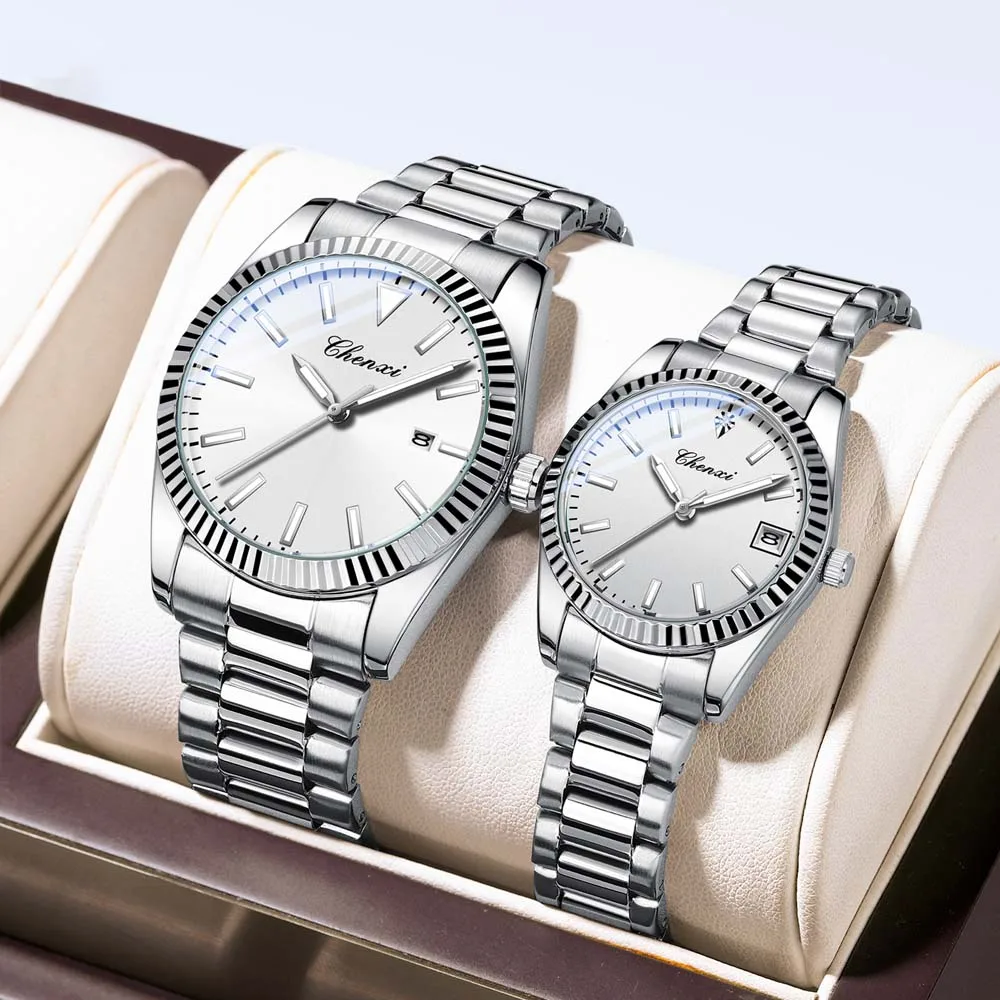 Часы для пары CHENXI: мужские кварцевые часы с датой, женские наручные часы, водонепроницаемые, в деловом повседневном стиле, идеальный подарок для пары, reloj hombre.
Часы для пары CHENXI: мужские кварцевые часы с датой, женские наручные часы, водонепроницаемые, в деловом повседневном стиле, идеальный подарок для пары, reloj hombre.