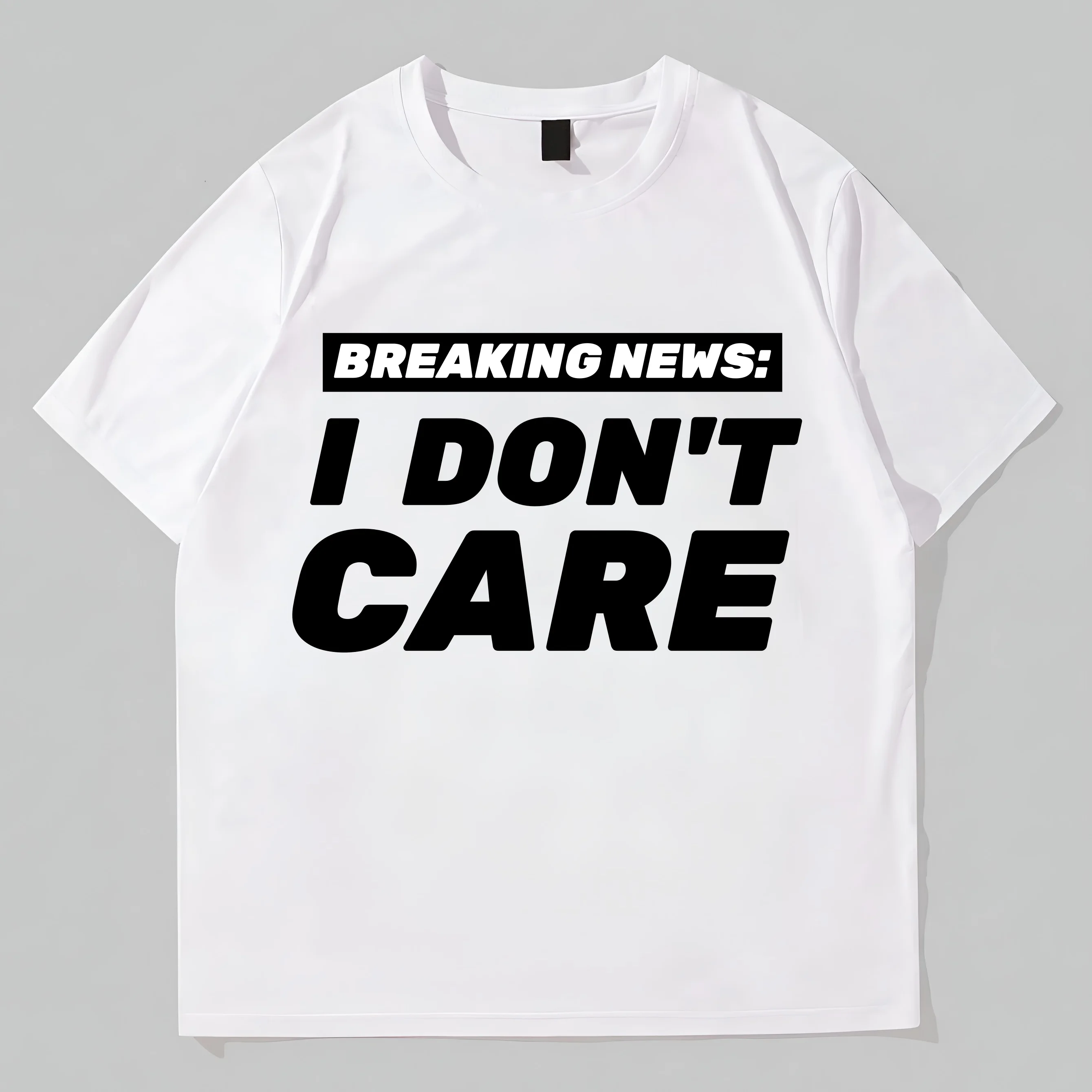 Teevo Casual Short Sleeve T-Shirt with BREAKING NEWS I DON'T CARE Text Print for Daily Wear
Teevo Casual Short Sleeve T-Shirt with BREAKING NEWS I DON'T CARE Text Print for Daily Wear