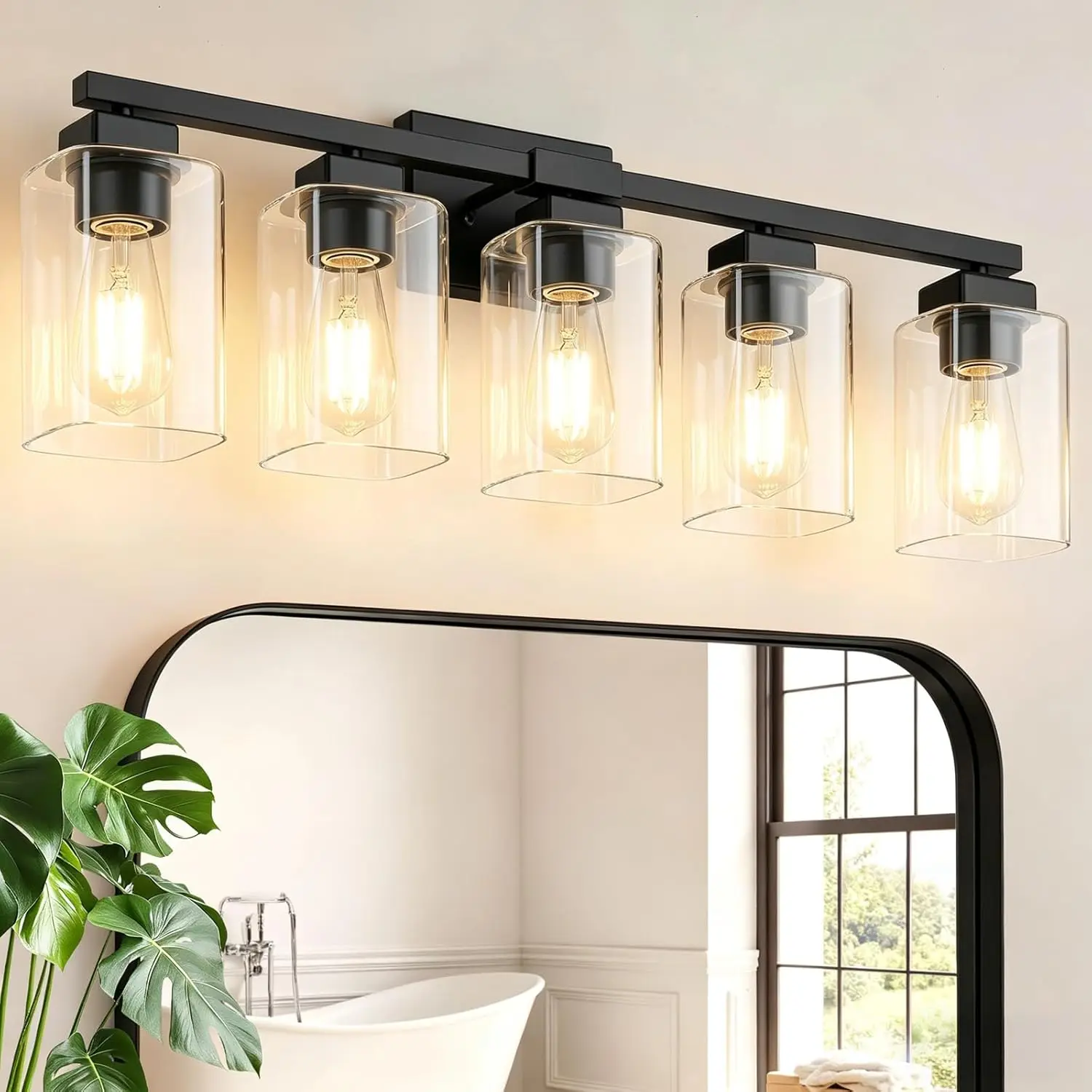 31" 5-Light Modern Black Bathroom Vanity Light, Matte Finish Wall Sconce for Living Room, Bedroom, Hallway
31" 5-Light Modern Black Bathroom Vanity Light, Matte Finish Wall Sconce for Living Room, Bedroom, Hallway