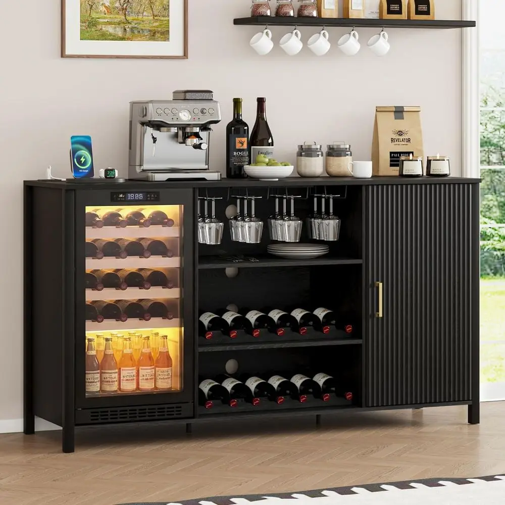 70 Large Coffee Bar Cabinet with Power Outlet, Adjustable Shelves, Wine Rack, and Glass Holder for Kitchen or Dining Room, Black
70 Large Coffee Bar Cabinet with Power Outlet, Adjustable Shelves, Wine Rack, and Glass Holder for Kitchen or Dining Room, Black