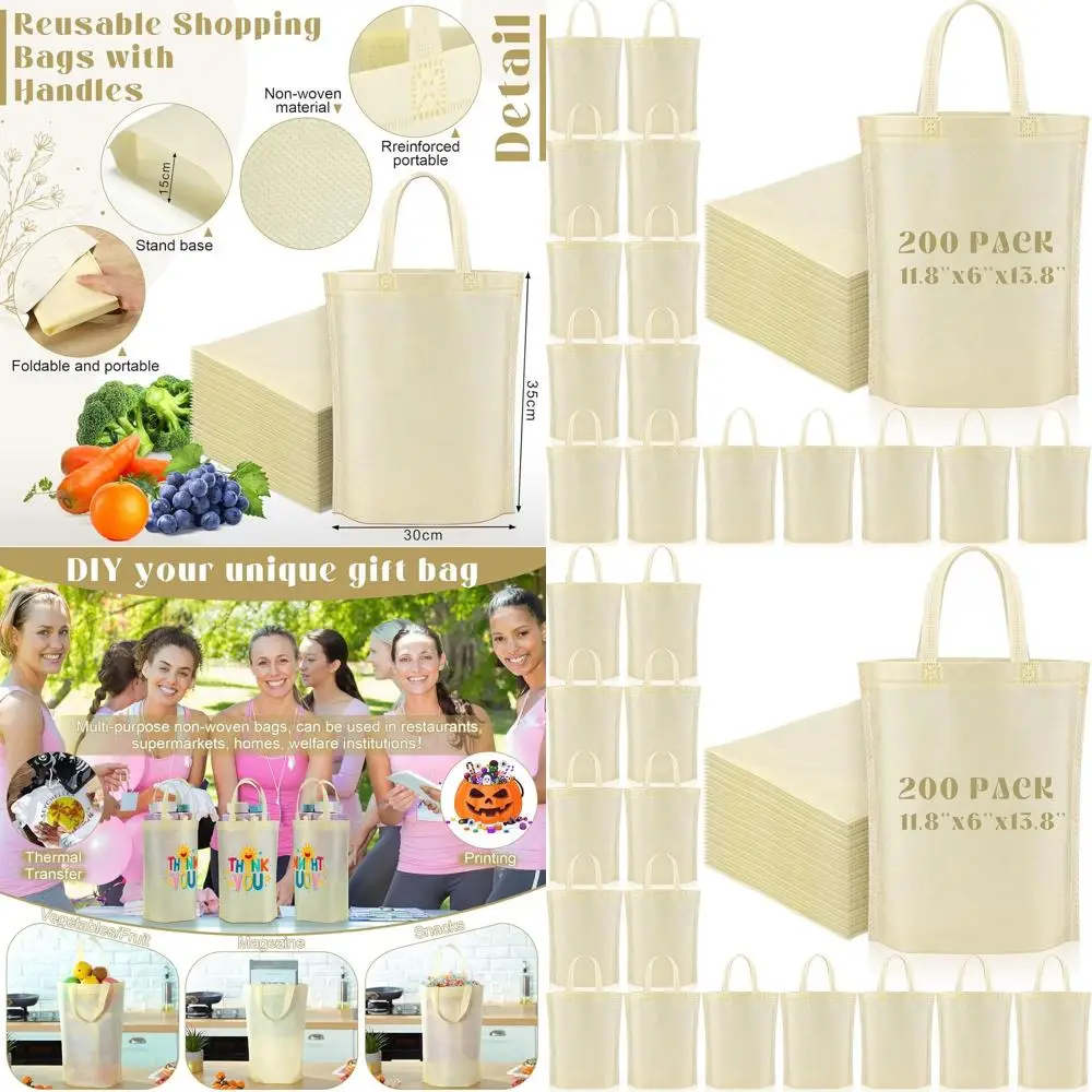 Большие прочные нетканые сумки для покупок с ручками, портативные и складные, 11,8x6x13,8 дюймов
Большие прочные нетканые сумки для покупок с ручками, портативные и складные, 11,8x6x13,8 дюймов
