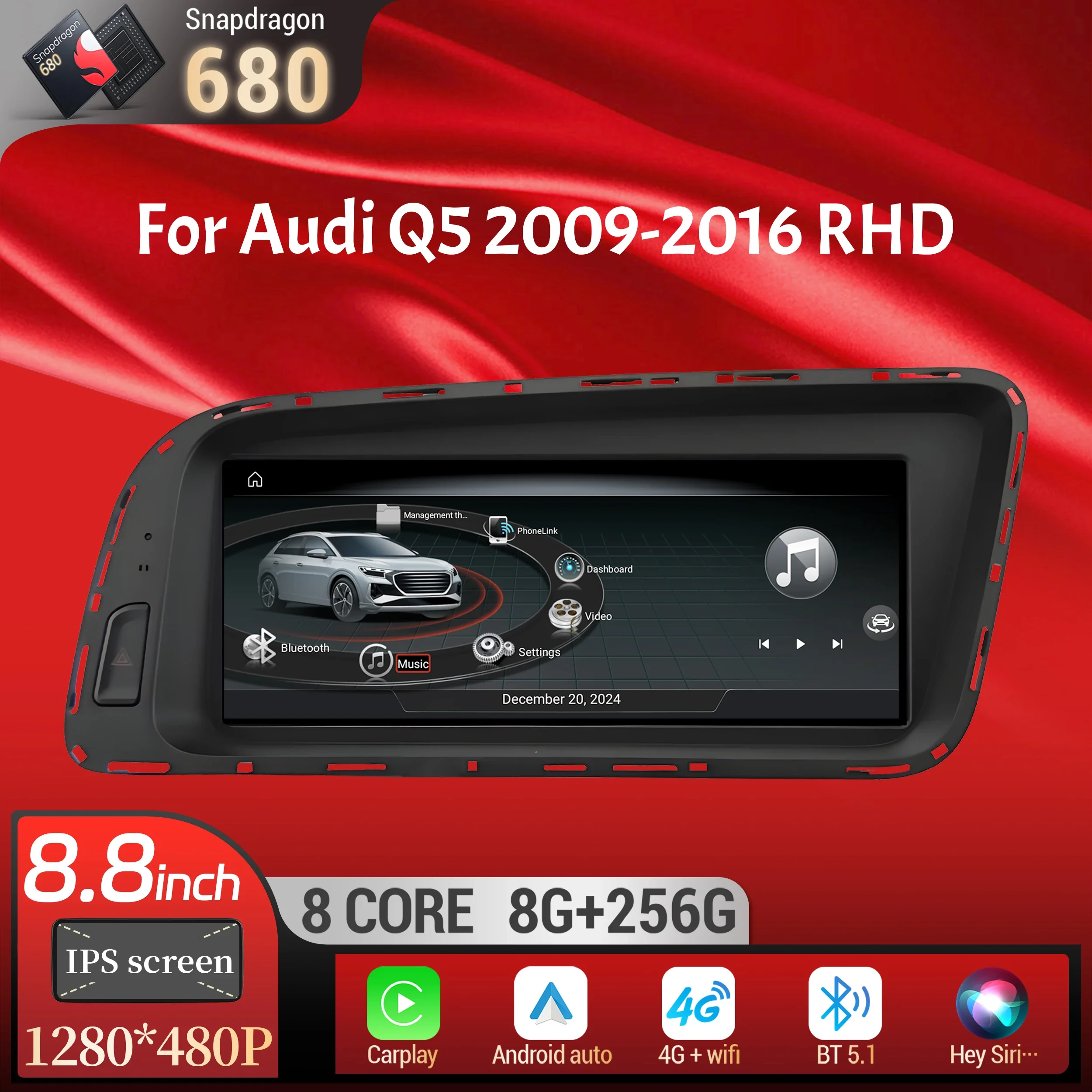 8.8 inch For Audi Q5 2009-2016 Right Hand Drive Android 14 Car Radio Wireless Carplay Qualcomm Snapdragon 680 Head Unit Screen
8.8 inch For Audi Q5 2009-2016 Right Hand Drive Android 14 Car Radio Wireless Carplay Qualcomm Snapdragon 680 Head Unit Screen