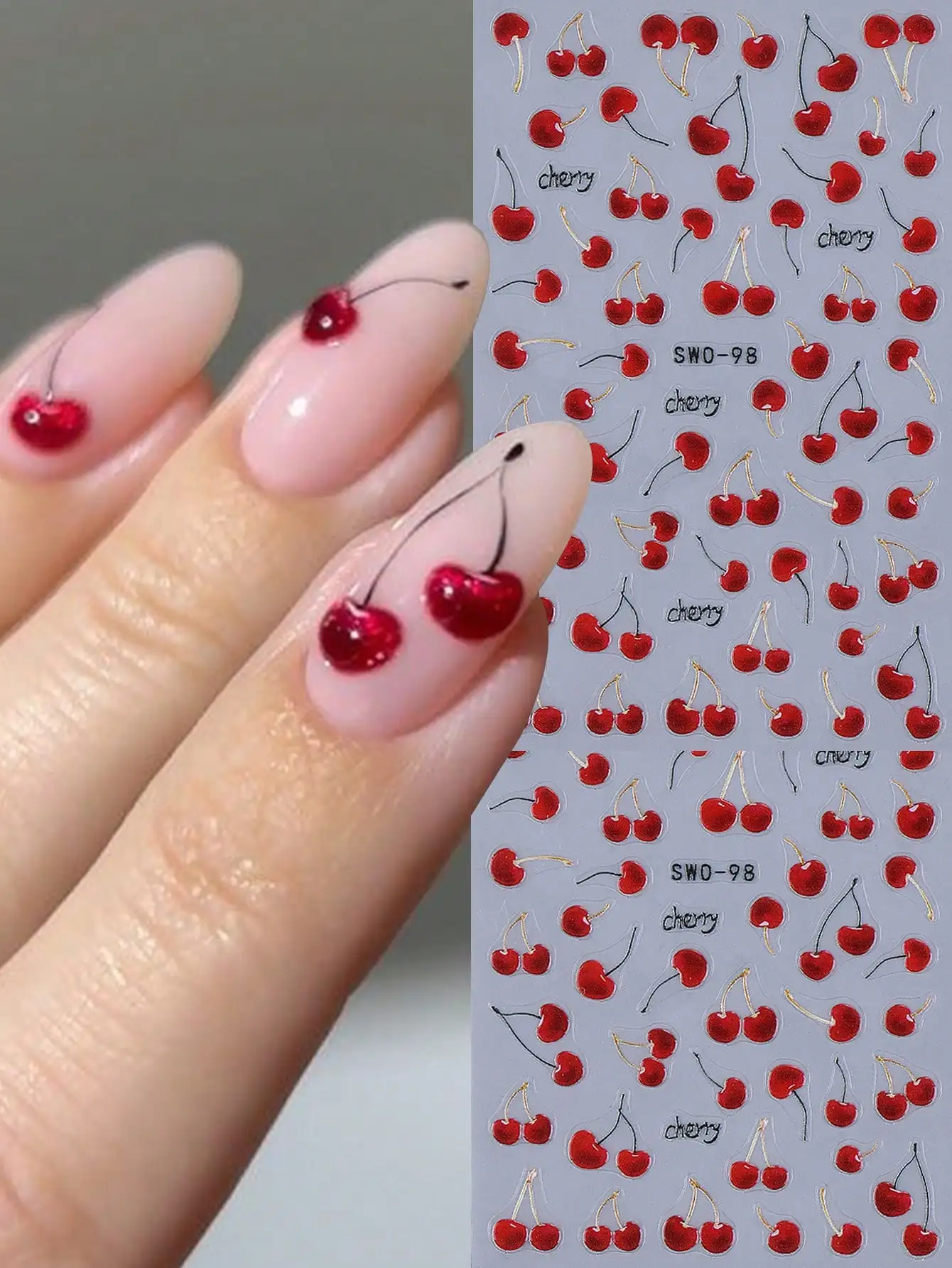 2pcs 3D Super Cute Juicy Cherry Nail Art Stickers, DIY Fruit Nail Stickers, Self-Adhesive, DIY Nail Decor, Nail Accessories, For Women & Girls, Valentine's Day, Wedding Design Nails Nail Supplies
2pcs 3D Super Cute Juicy Cherry Nail Art Stickers, DIY Fruit Nail Stickers, Self-Adhesive, DIY Nail Decor, Nail Accessories, For Women & Girls, Valentine's Day, Wedding Design Nails Nail Supplies